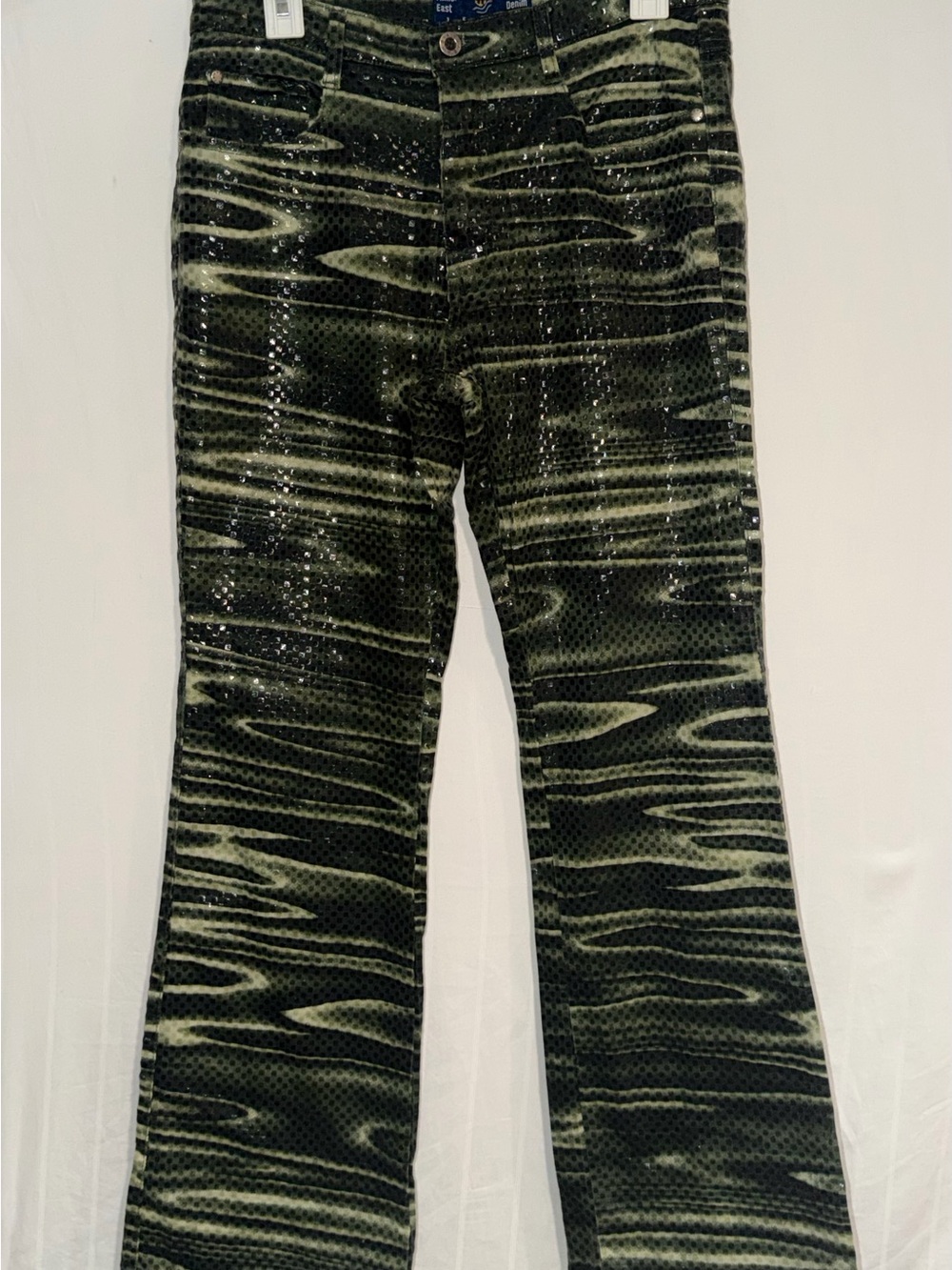 Women's Olive Green Sequin 100% Denim